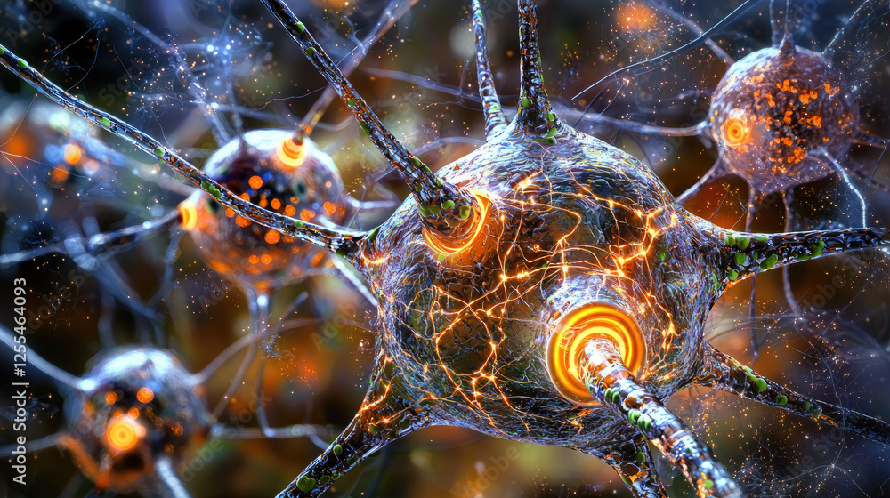 Aufkleber intricate depiction of interconnected neurons showcasing synaptic activity and glowing pathways