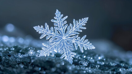 The transient beauty of a snowflake as it lands, a miniature wonder of nature's design. 
