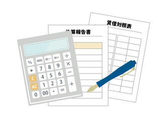 バランスシート、賃借対照表、企業の財務体質のイメージのイラスト