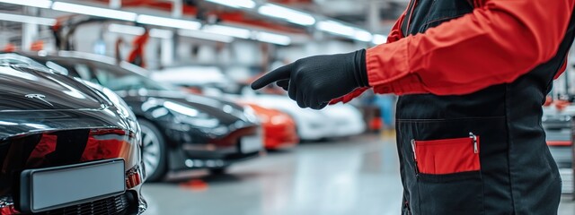 Obraz premium Auto Mechanic Inspecting Electric Vehicles