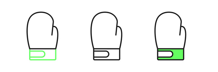 Obraz premium Set line Boxing glove icon isolated on white background. Vector