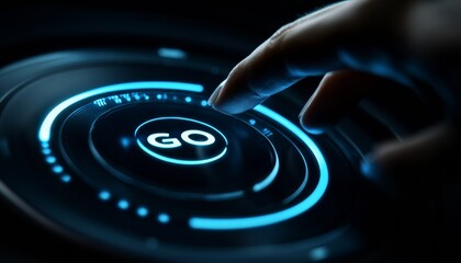 Futuristic Touchscreen Interface Highlight with Illuminated GO Button