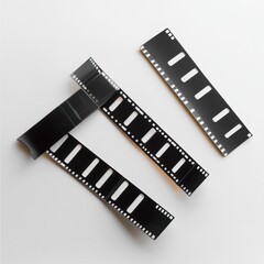 Fototapeta premium Filmstrips arranged on white background, memories, nostalgia
