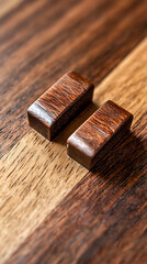 Close up of wooden joinery pieces showcasing dovetail technique, highlighting craftsmanship and detail