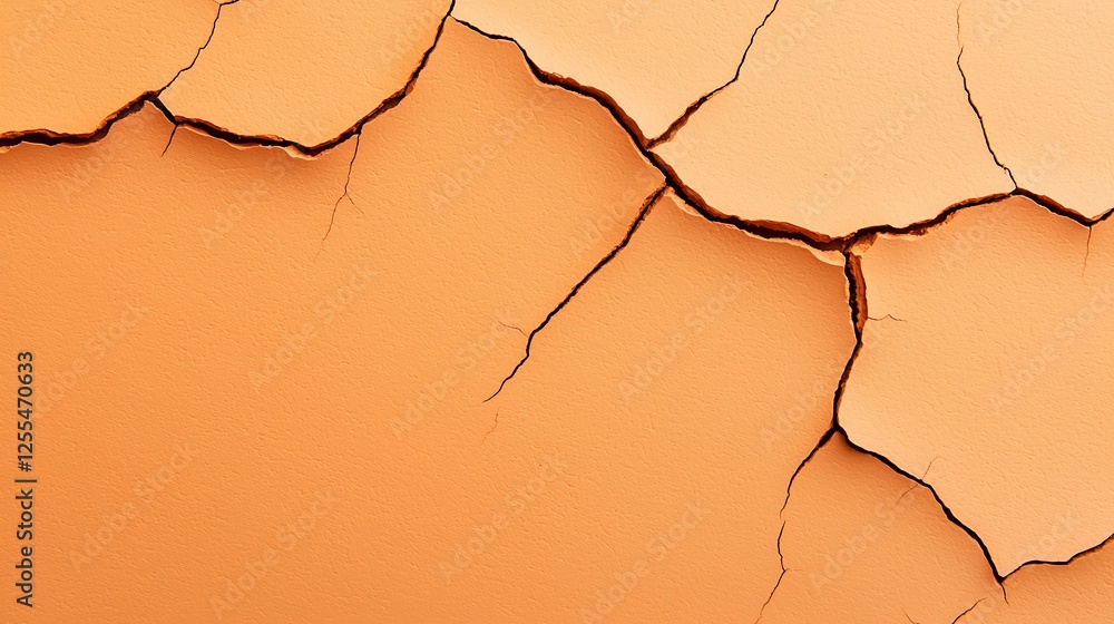Poster a close-up of cracked, orange surface displaying intricate lines and textures, emphasizing the effec