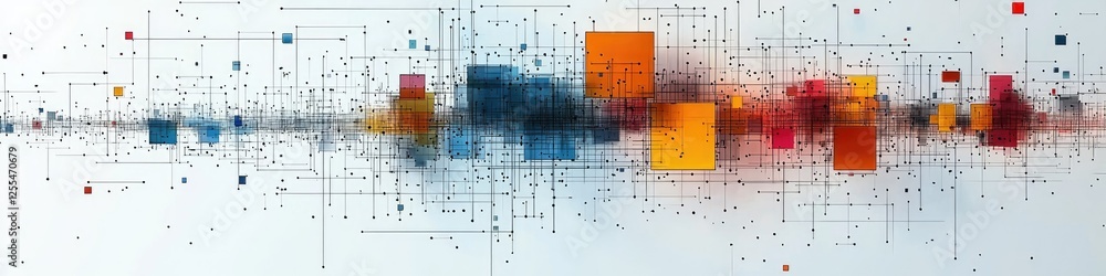 Poster abstract network data visualization colorful squares