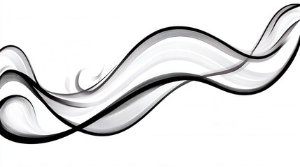Elegant Flowing Black and White Abstract Lines on White Background