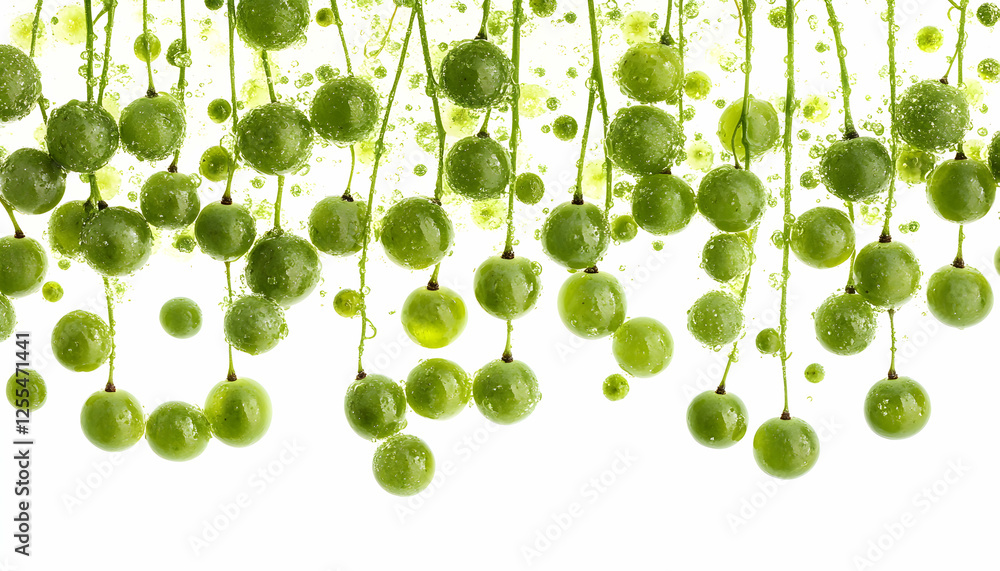 Poster vibrant green berries submerged in water, creating a refreshing and dynamic image. perfect for drink