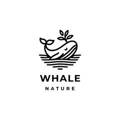 Whale and leaf logo, symbolizing nature and conservation. Perfect for eco-friendly or ocean-themed brands.
