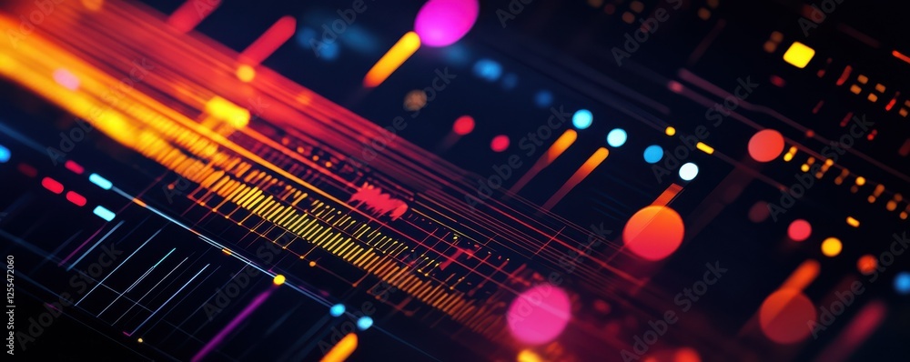 Aufkleber abstract digital soundwave visualization with vibrant colors and light patterns
