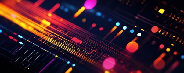Fototapeta premium Abstract digital soundwave visualization with vibrant colors and light patterns