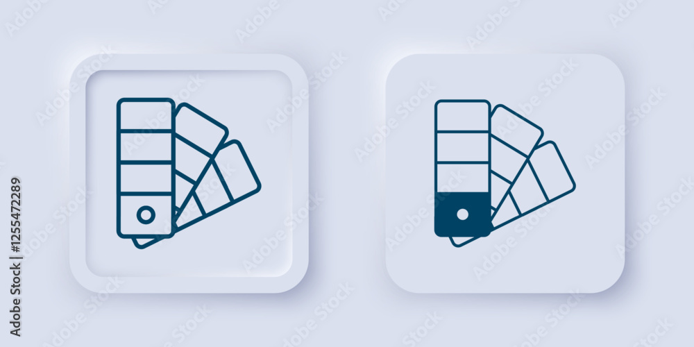 Poster filled and outline color palette guide icon isolated on grey background. square button. vector