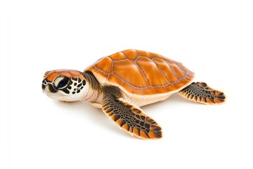 Obraz premium Realistic turtle figurine swimming gracefully against a white background