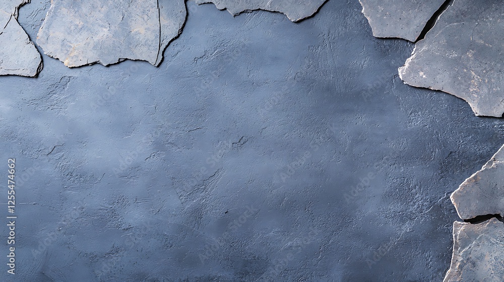 Poster a textured background of dark stone fragments against a smooth surface, creating a visually striking