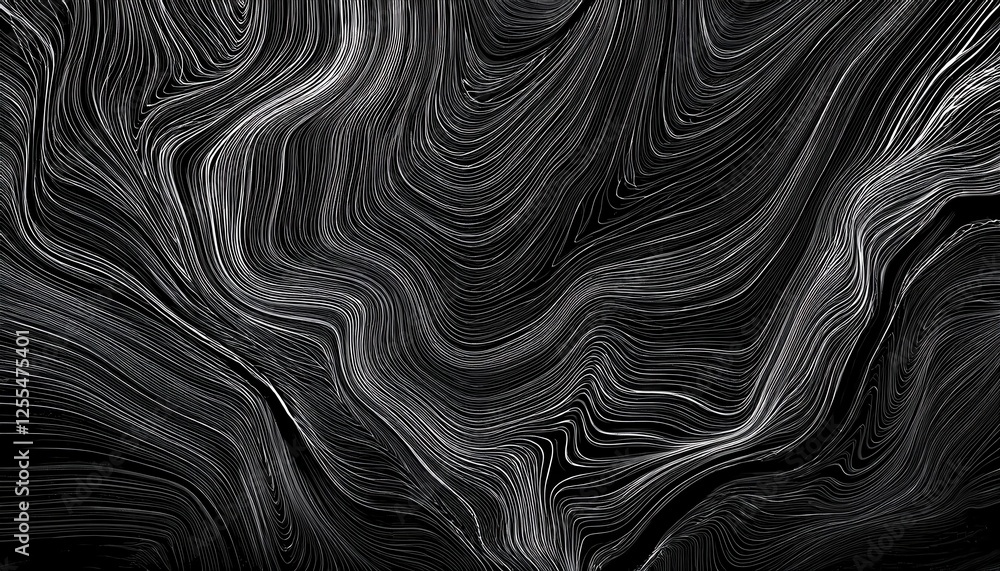 Poster abstract black and white fluid lines, artistic swirling curves with graphic elegance for modern desi