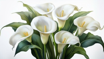 Fototapeta premium white calla lilies isolated on white background