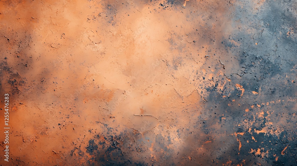 Poster a textured background featuring warm hues of orange and blue, creating a visually appealing abstract