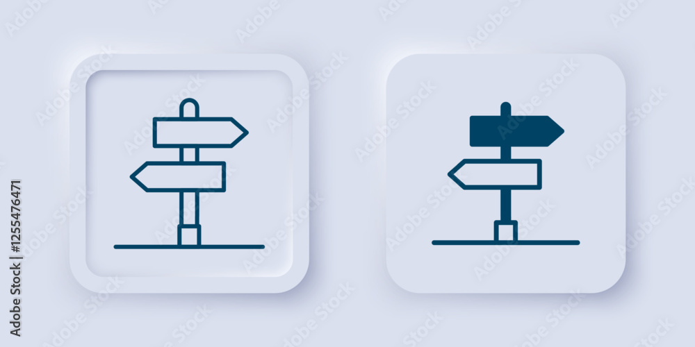 Poster filled and outline road traffic sign. signpost icon isolated on grey background. pointer symbol. iso