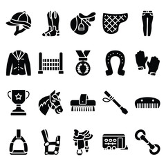 Horse Riding icons for commercial use.	