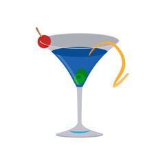 Blue Martini, Cocktails Vector illustration, Isolated