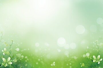 Green gradient background with flowers.