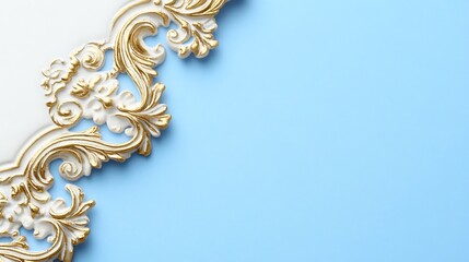 Elegant Gold And White Ornate Design On Blue