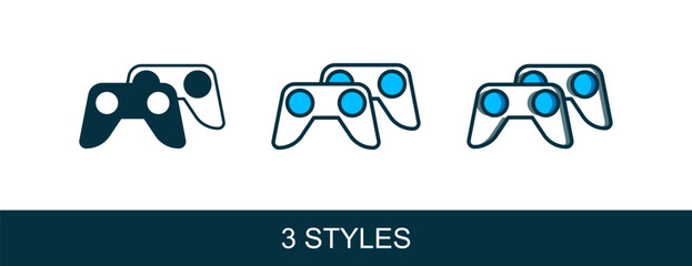 Filled outline Game controller or joystick for game console icon isolated on white background. Vector © Iryna