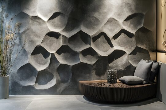 Textured wall with various abstract shapes, creating a realistic effect that is stunning and full of visual appeal