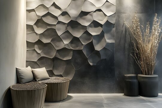 Textured wall with various abstract shapes, creating a realistic effect that is stunning and full of visual appeal