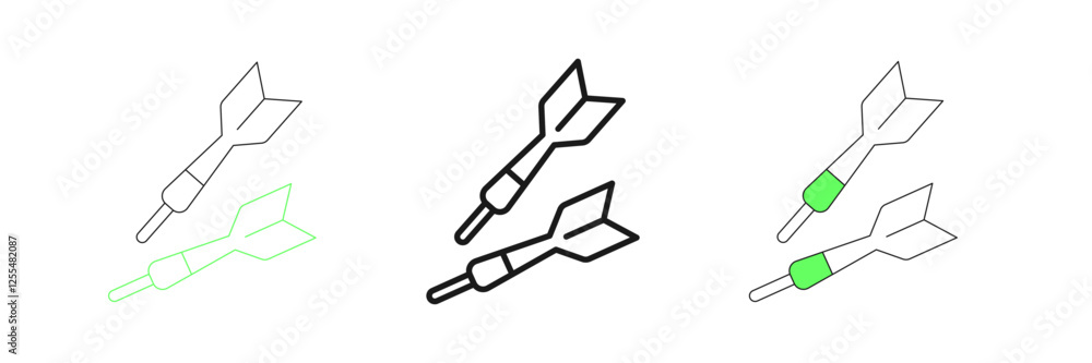 Poster set line dart arrow icon isolated on white background. vector