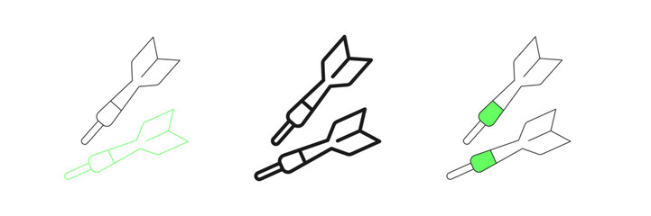Set line Dart arrow icon isolated on white background. Vector