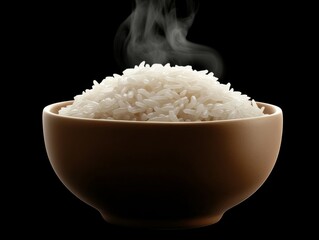 Bowl of jasmine rice. Aromatic jasmine rice in a ceramic bowl. Emphasizing the fragrance and delicacy of the grain. Ideal for culinary articles and gourmet blogs.