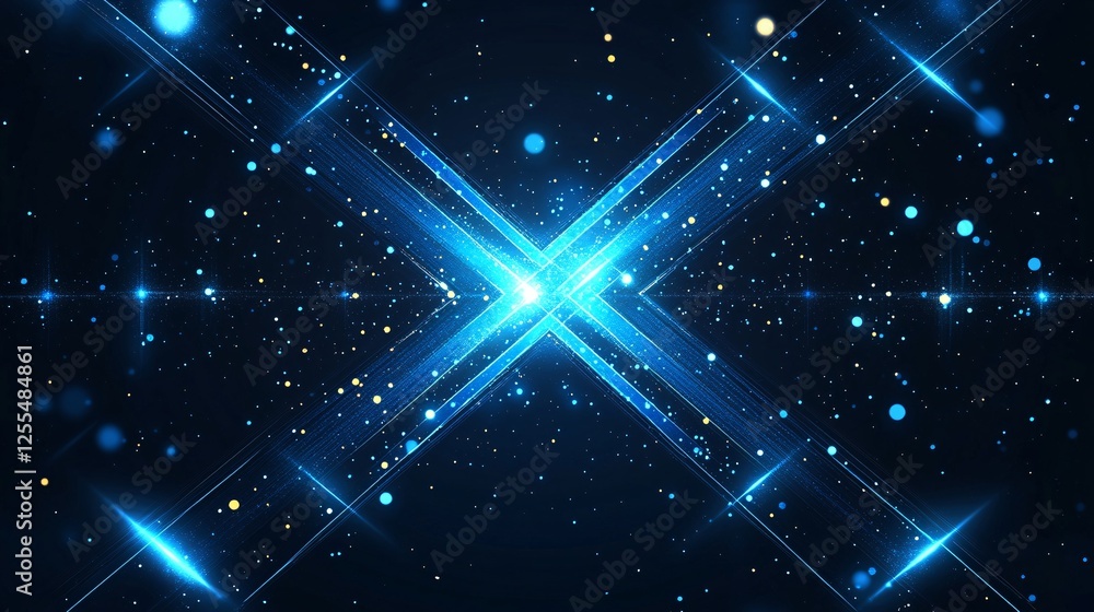 Aufkleber a vibrant blue abstract background featuring glowing stars and light beams, creating a dynamic and e