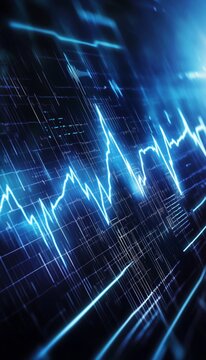 A stunning visualization of heartbeat monitoring with a glowing ecg and electric wave signal display