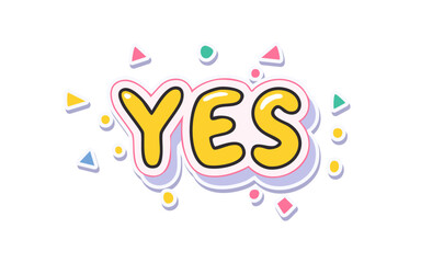 Playful Bubble Text Sticker Yes