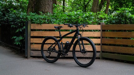 Black Bicycle Park Path Wooden Fence