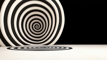 Obraz premium Abstract Spiral Pattern in Black and White with 3D Effect on a Simple Background