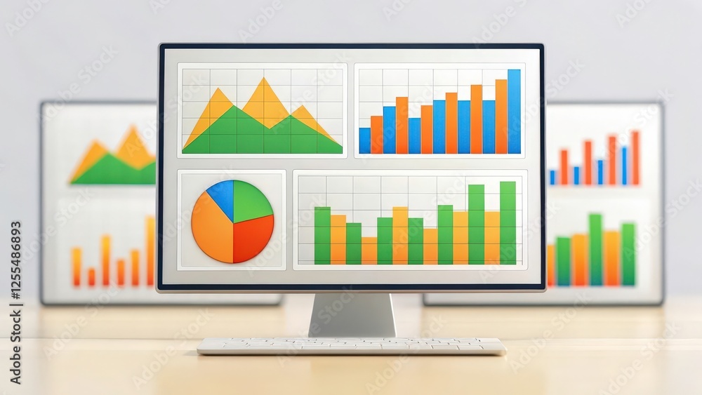 Leinwandbilder data analysis displayed on multiple computer screens showcasing various charts and graphs. the vibra