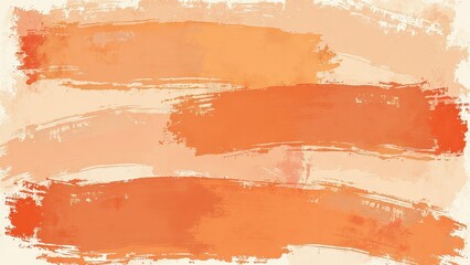 Vibrant orange and beige paintbrush strokes sweep across a canvas in a rhythmic horizontal dance. The upper section deepens into rich tones, contrasting beautifully with the lighter lower area