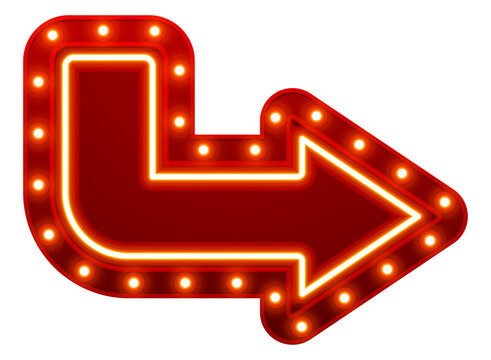 Red arrow light bulb sign