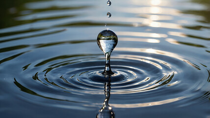 Rain Falling on Water Surface.