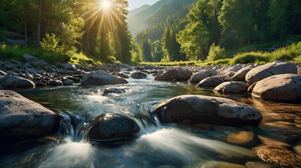 Crystal Clear Stream in the Valley.