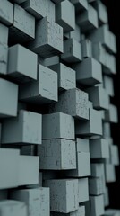 Grey Textured Cubes Abstract 3D Rendering