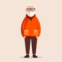Illustration of an elderly man. Pensioner. Grandfather.