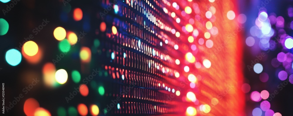 Aufkleber vibrant colorful led light display with bokeh effect