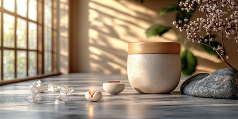 Serene Spa Setting: Tranquility and Wellness in a Minimalist Aesthetic