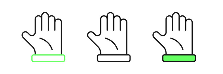 Set line Beekeeper glove icon isolated on white background. Vector