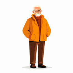 Obraz premium Illustration of an elderly man. Pensioner. Grandfather.