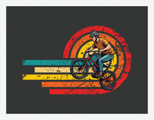 BMX Ride T Shirt Design,  Mountain biker, Man riding bicycle 