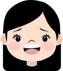 The girl shows different emotions.3